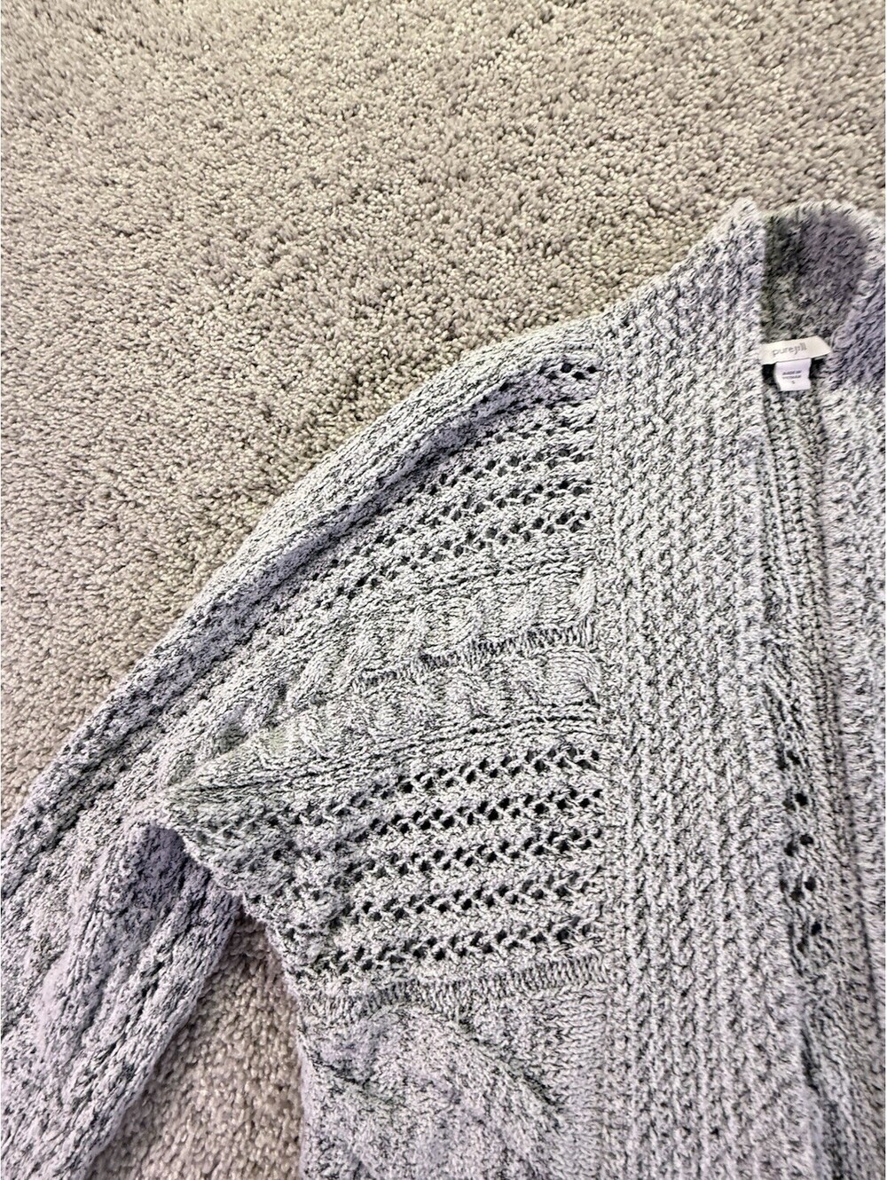 Pure Jill Size Small Open Knit Cardigan Gray Cotton Blend - Picture 4 of 13